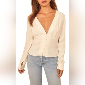Billie the Label Cream Button-Up Women's Blouse XS